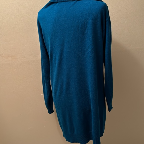 Beautiful Soho turquoise asymmetrical tunic sweater with cowl neck - Picture 4 of 5